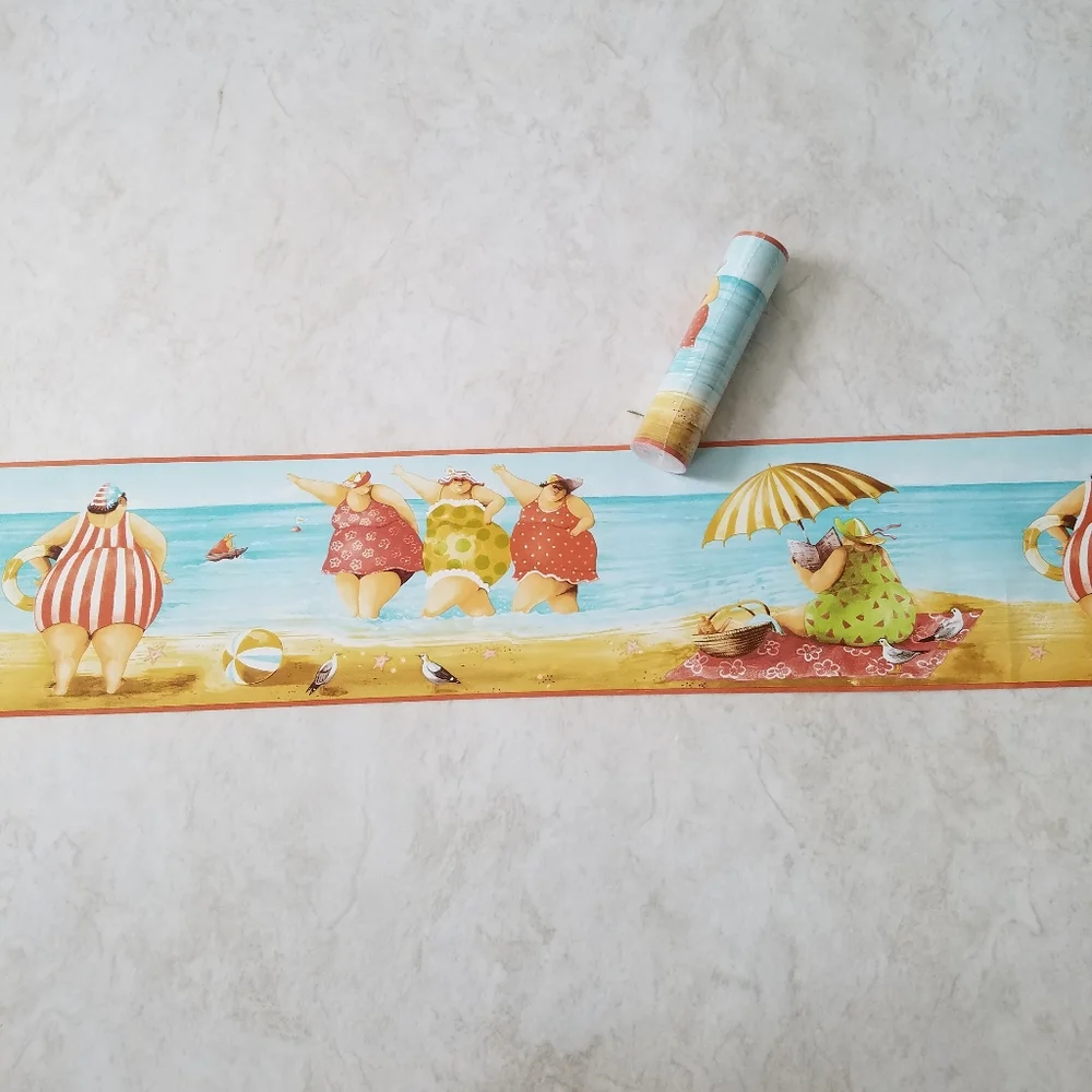 Wallpaper Border Comical Beach Ladies